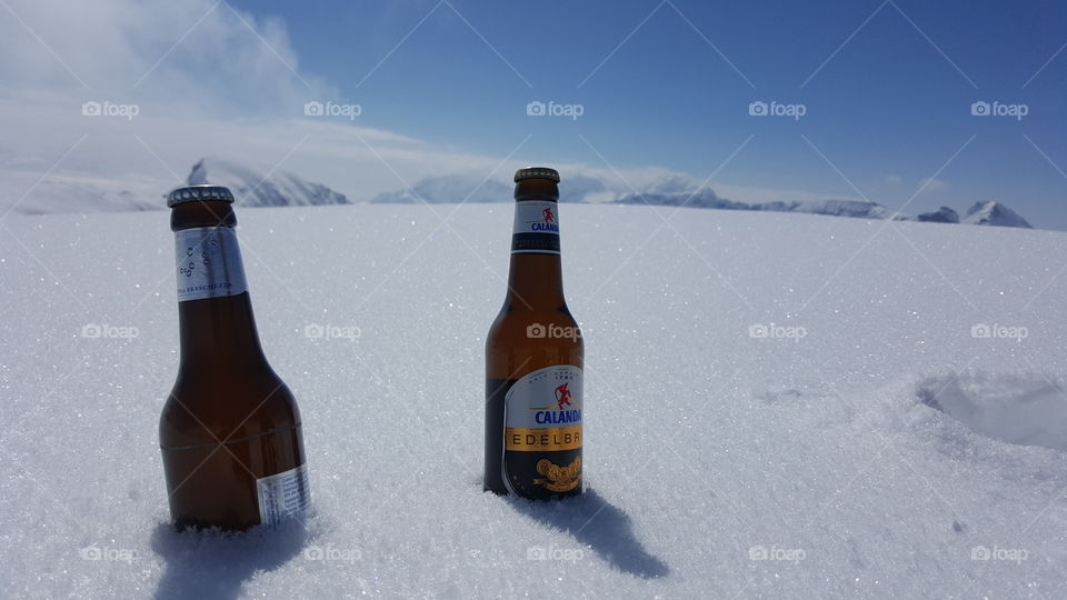 Cold beer in sunny Alps