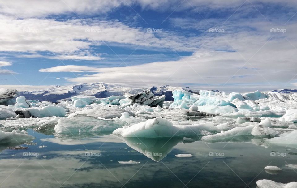 Icebergs in a glacier lagoon