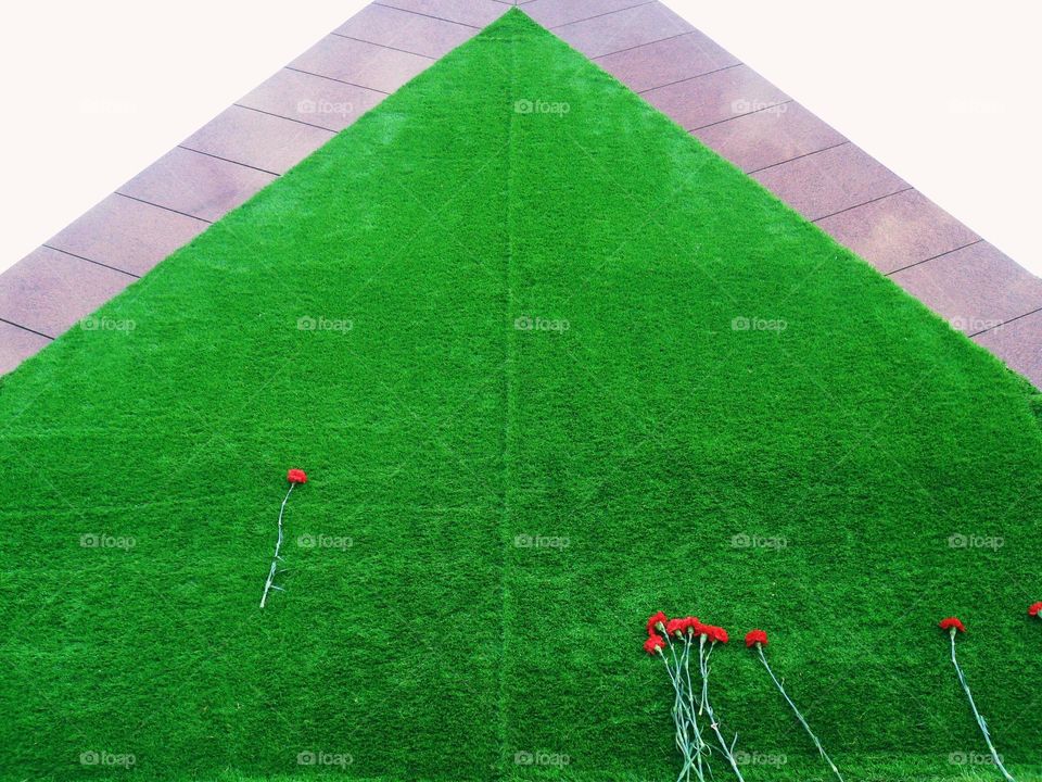 Mound with green grass