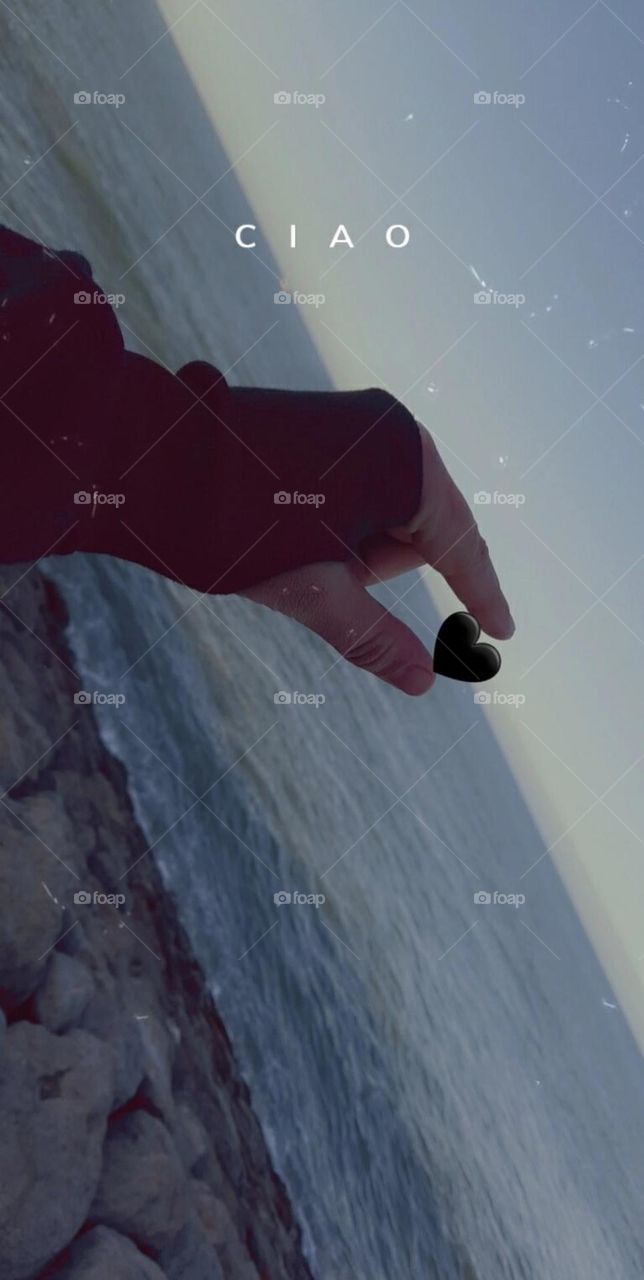 Hand sky sea atmosphere