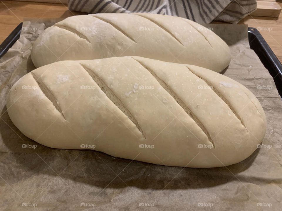 Bread dough loaf before baking