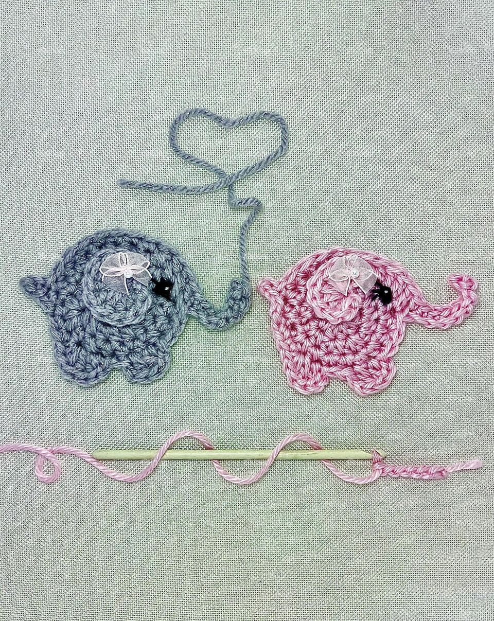Two Crocheted Elephants