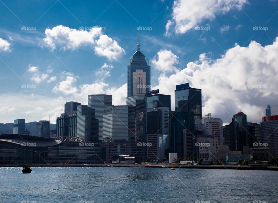 City view in Hong Kong, summer time 