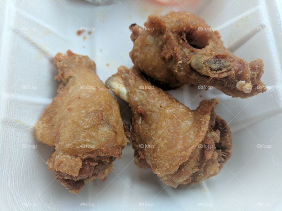 three pieces of fried chicken