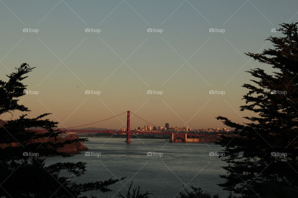 Golden Gate Bridge at sunset 