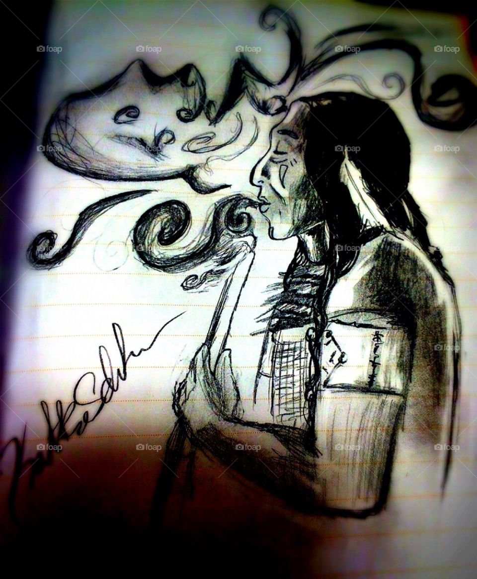 Indian drawing in pencil. 