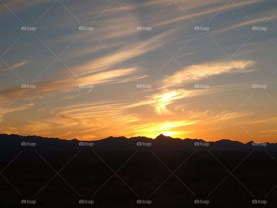 Sunset with wispy clouds