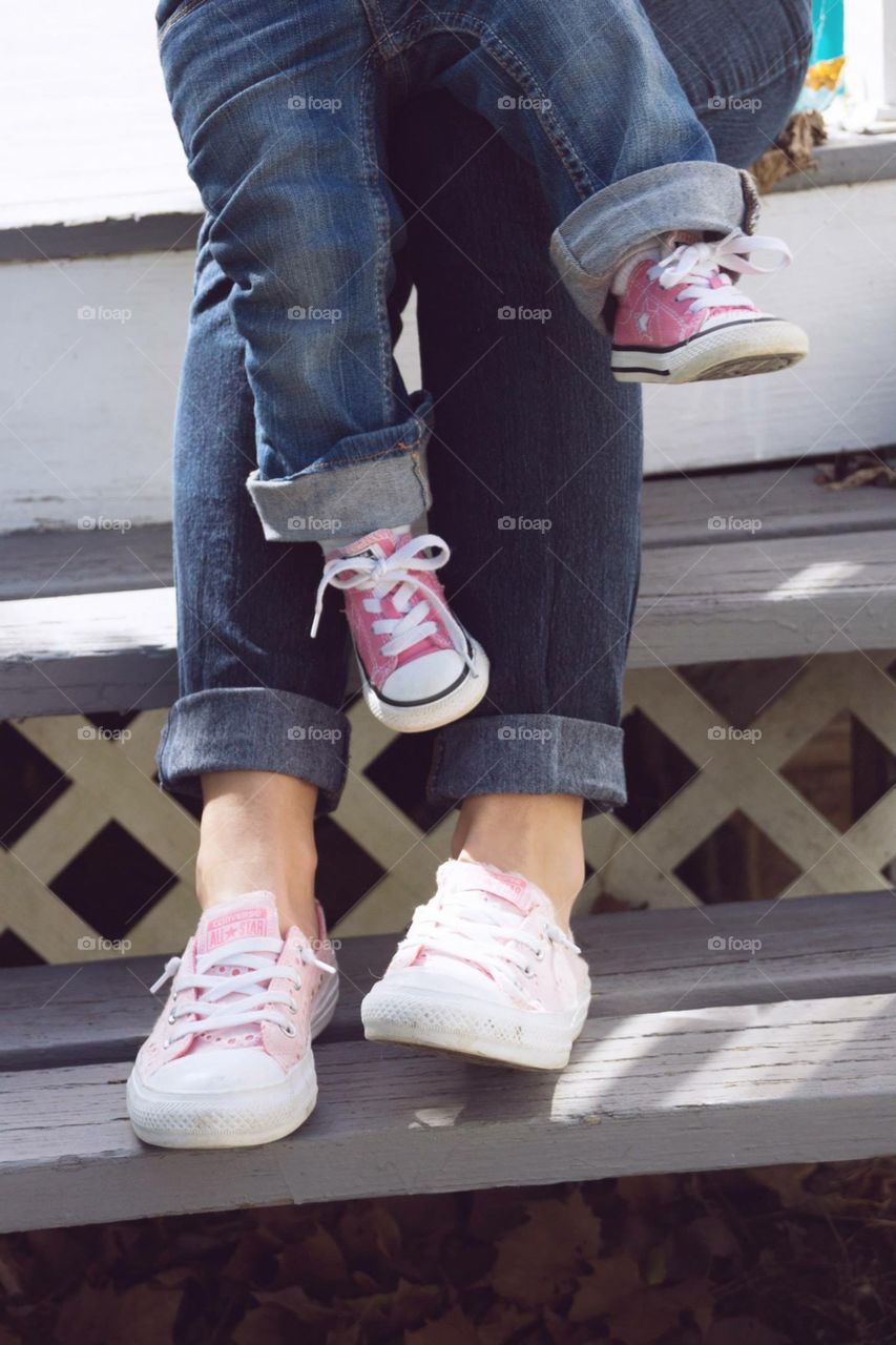 Aunt & Niece. Auntie and niece rocking their rolled up jeans and pink converse