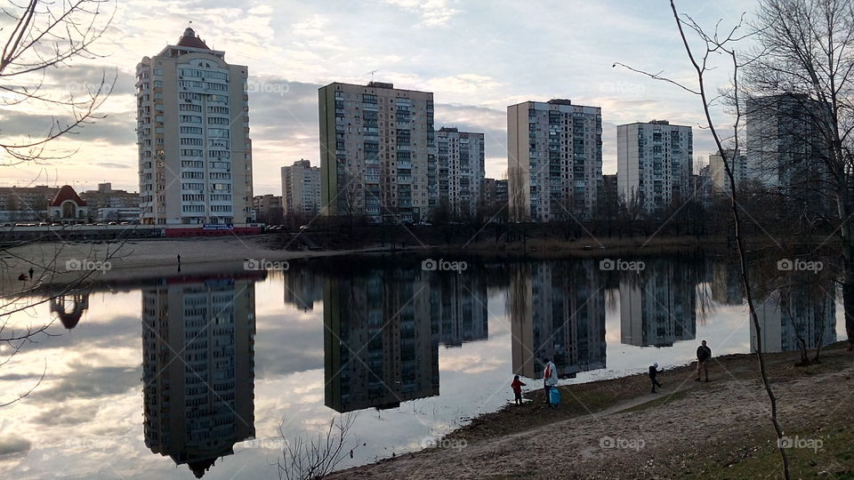 White lake in district Obolon' in the capital of Ukraine, Kiev