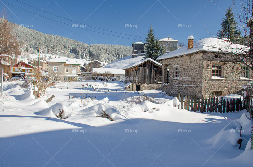 Winter landscape, Ravnogor Village, Bulgaria