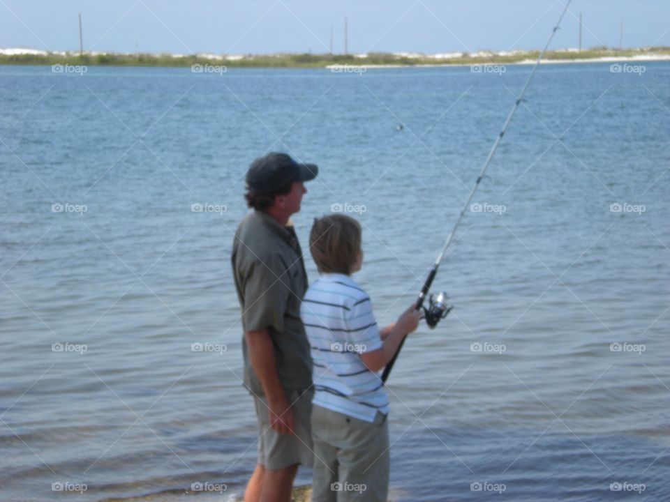 Father and son fishing 
