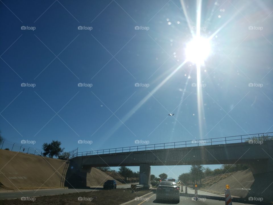 sun shine over the bridge