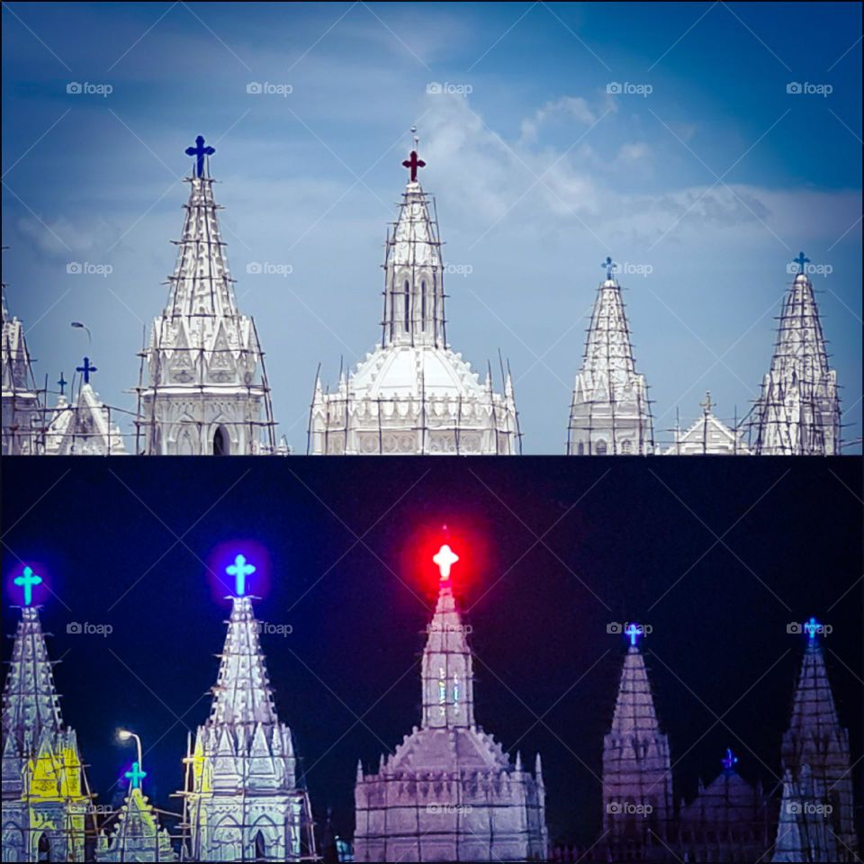 Day and Night -shrine Basilica velankanni