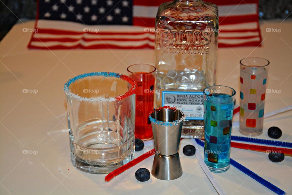 Liquids are cool - Patriotic Drinks - different liquids in different states and different situations.