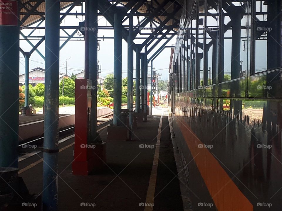 Railway tunnel building inside the station