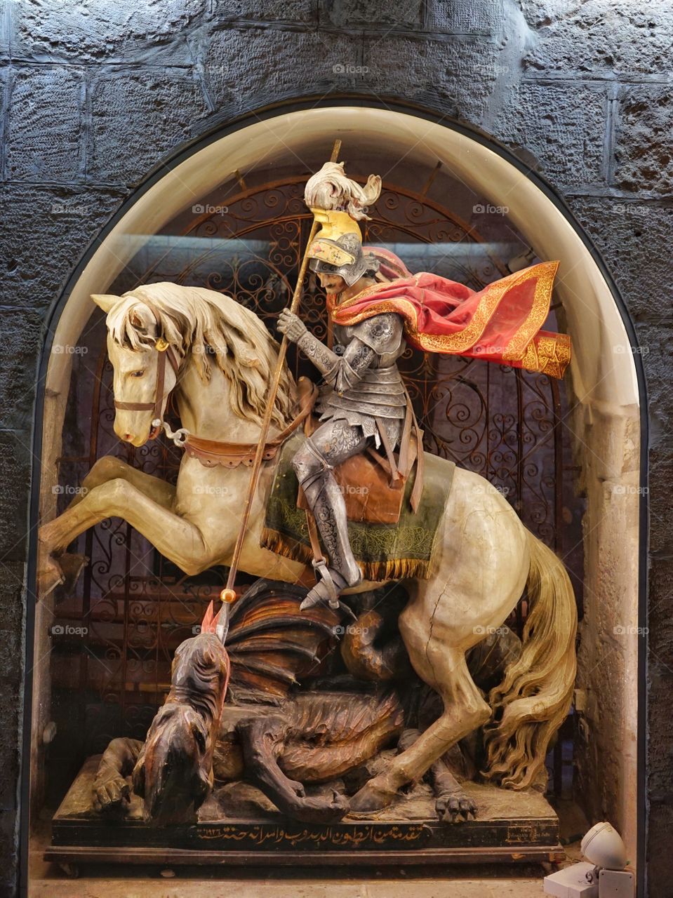 a sculpture, located inside the church of Nativity in Betlehem of Israel