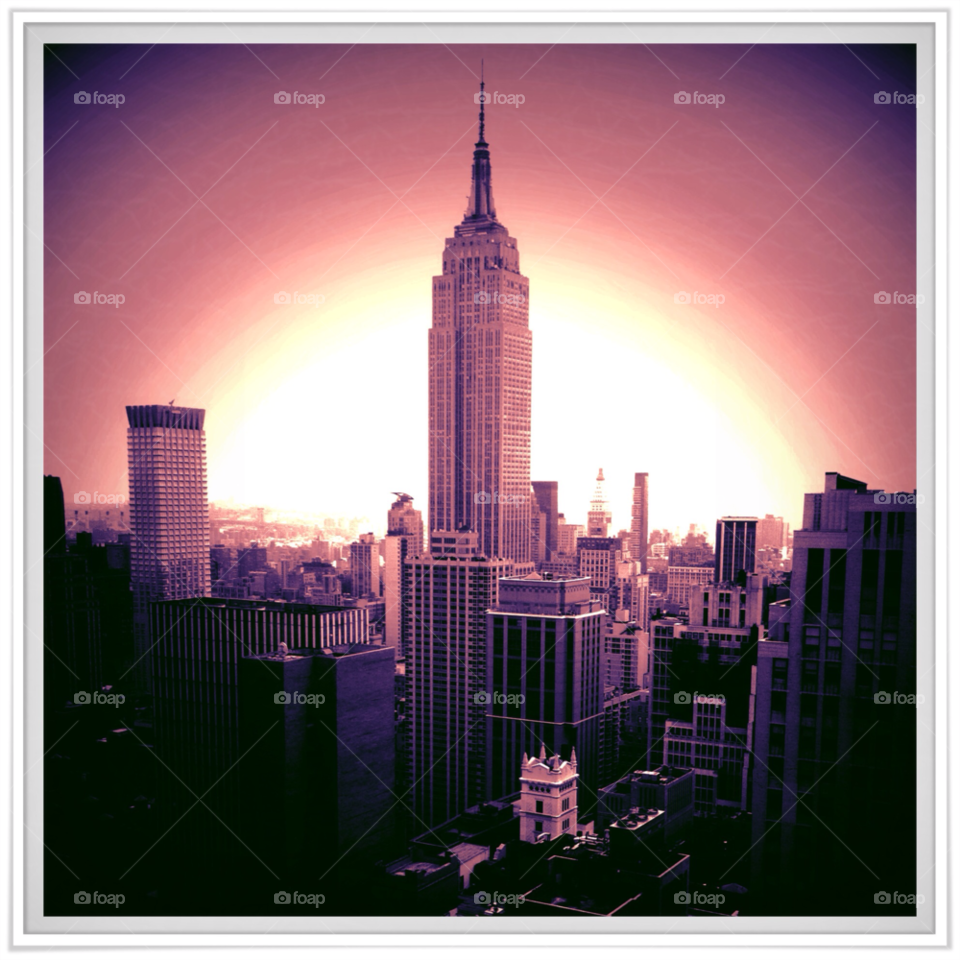 sunset new york manhattan empire state building by dantvusa