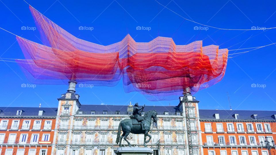 Colorful sky in Madrid, Spain.