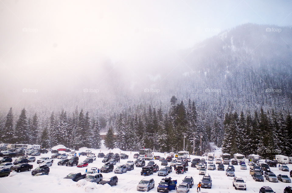 Snowy parking lot 