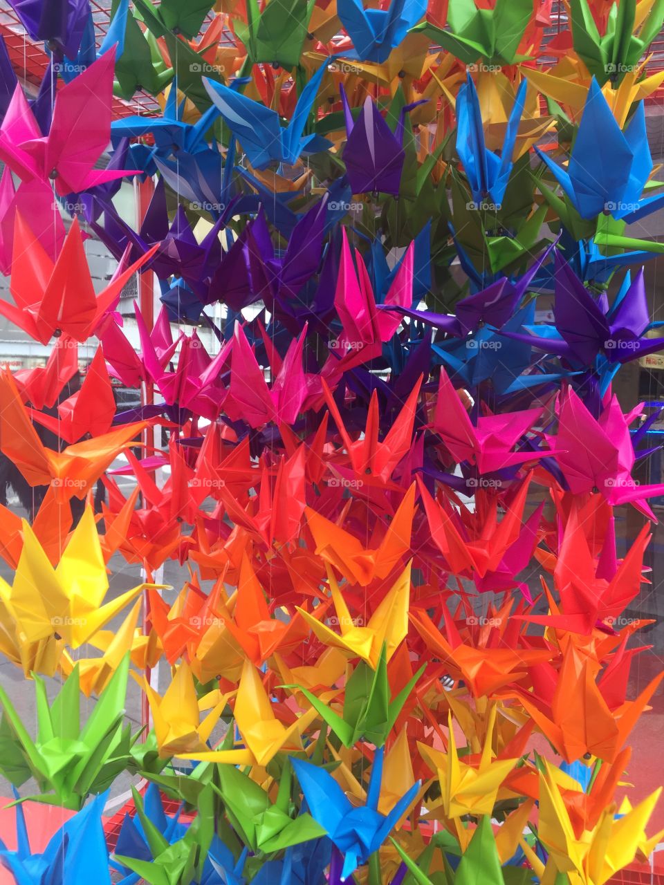 Paper  cranes  @rundlemall. Paper cranes  Street art multi colour in rundle mall Adelaide 
