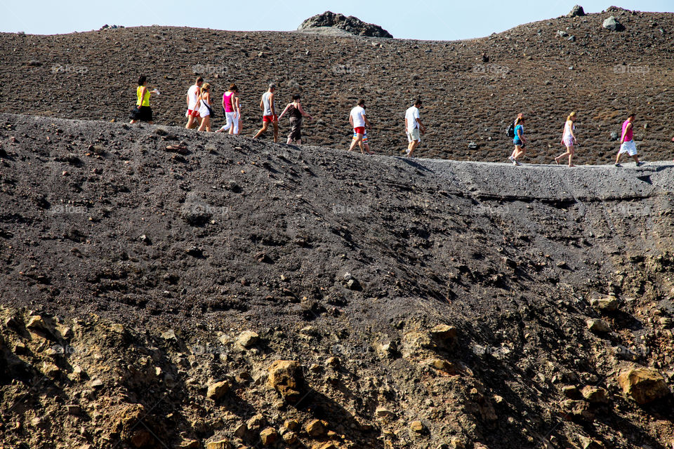 Walking on lava. 