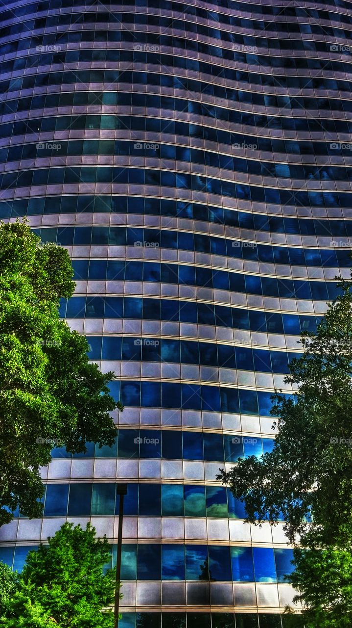 Blue corporate glass building