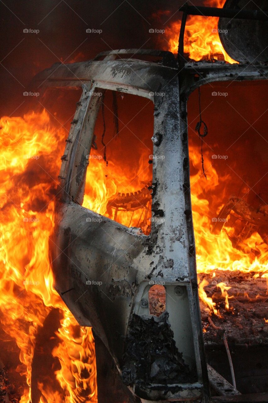 burning car