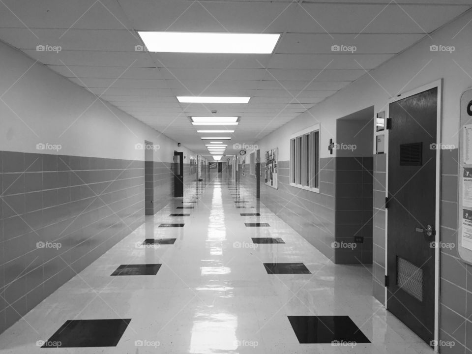 Long Hallway. Took this pic at a Catholic high school in the suburbs of Chicago 