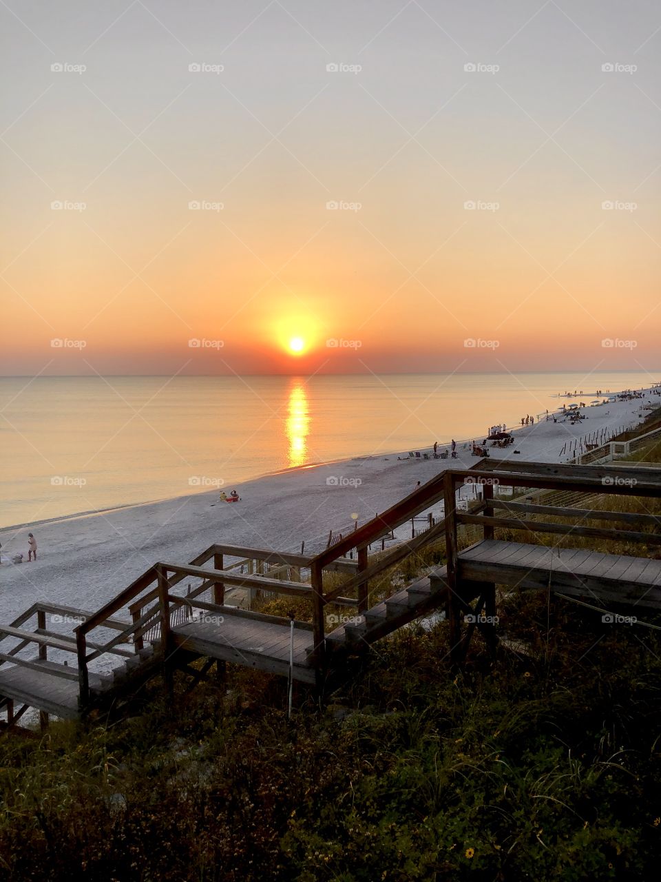 Summer sunset on beach high angle view 