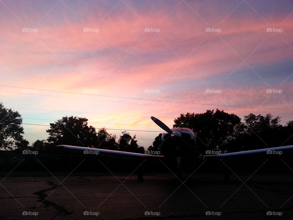 Sunset airplane