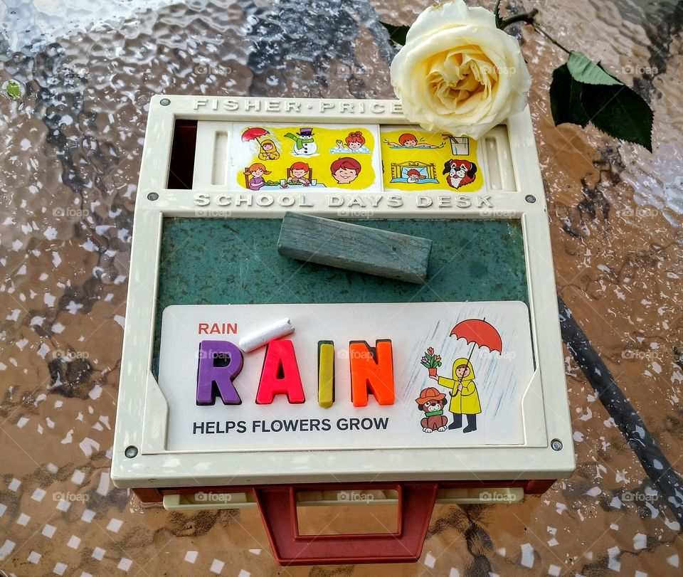Fisher Price Vintage Toys School Days Desk Rain Makes the Flowers Grow