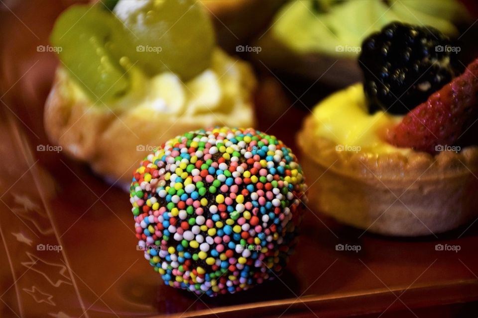 Coloured cookie close up