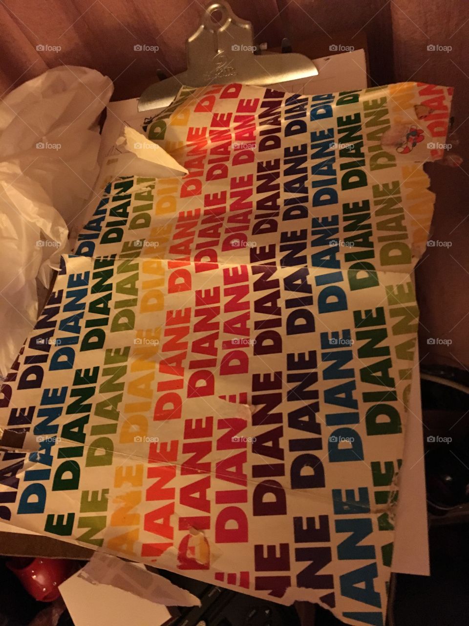 Gotta love this name wrapping paper especially because all my Mom could find on any item was Diana. 