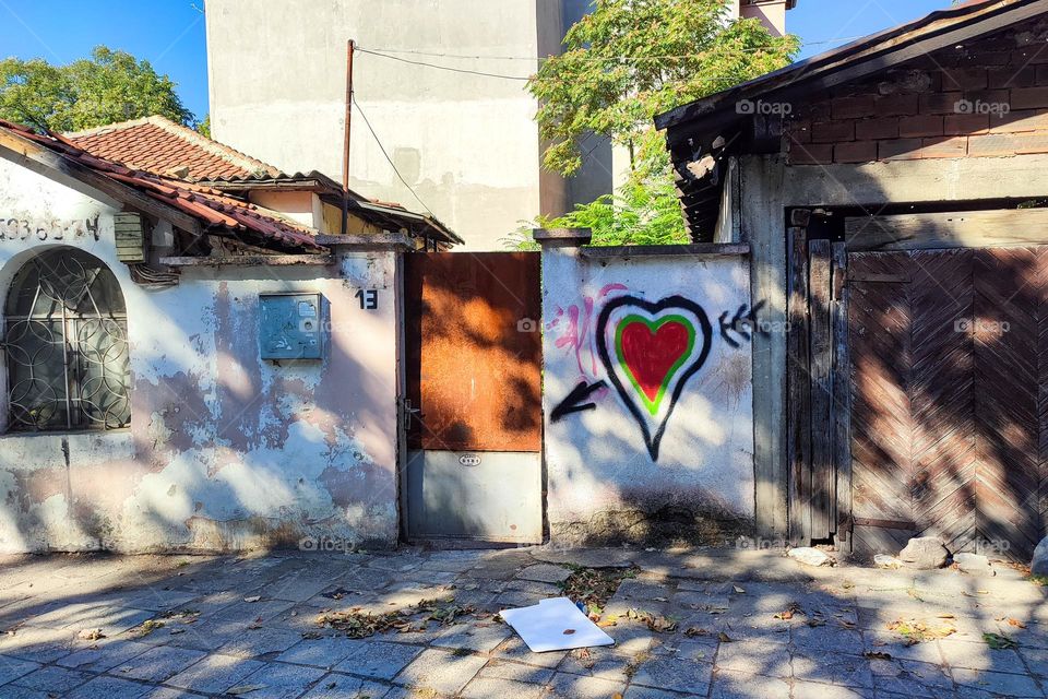 Drawing on the wall of a house