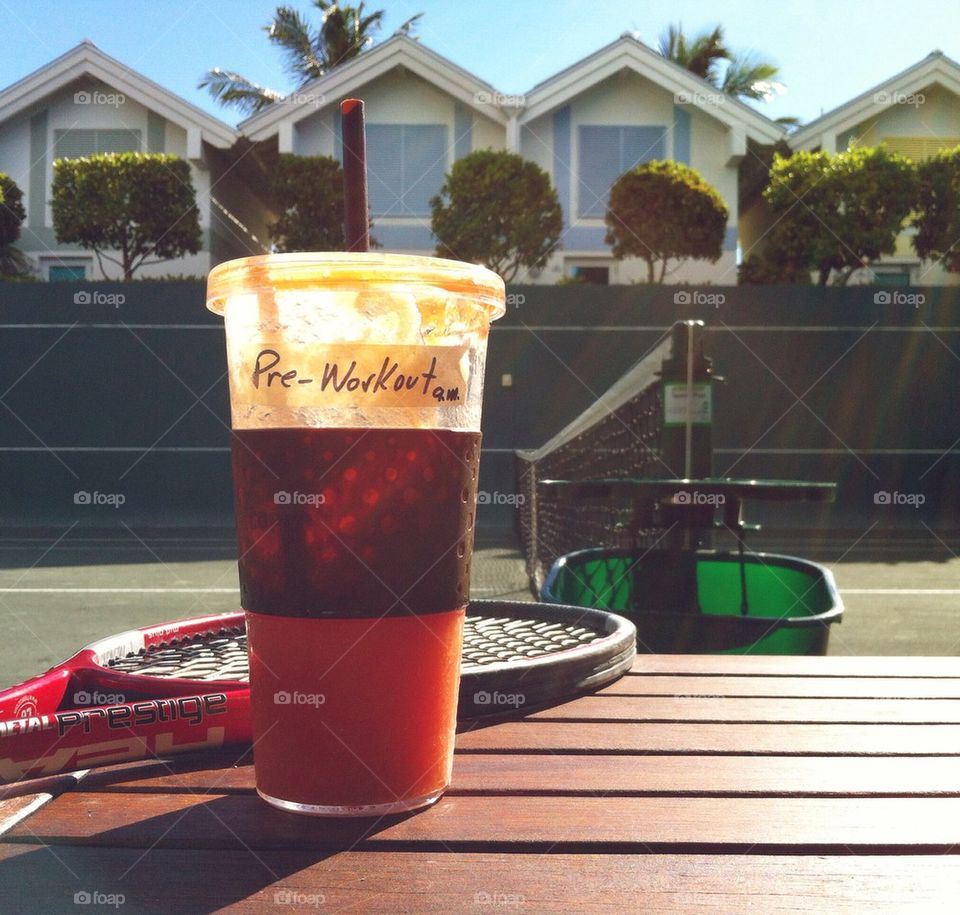 Pre Workout Shake at a Tennis Court