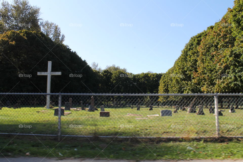 Passing a graveyard.