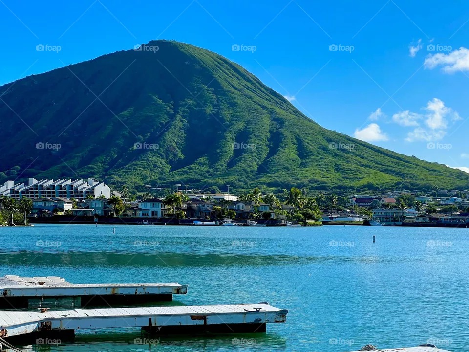 View of Koko Head from the Kuapa Pond in Hawaii Kai