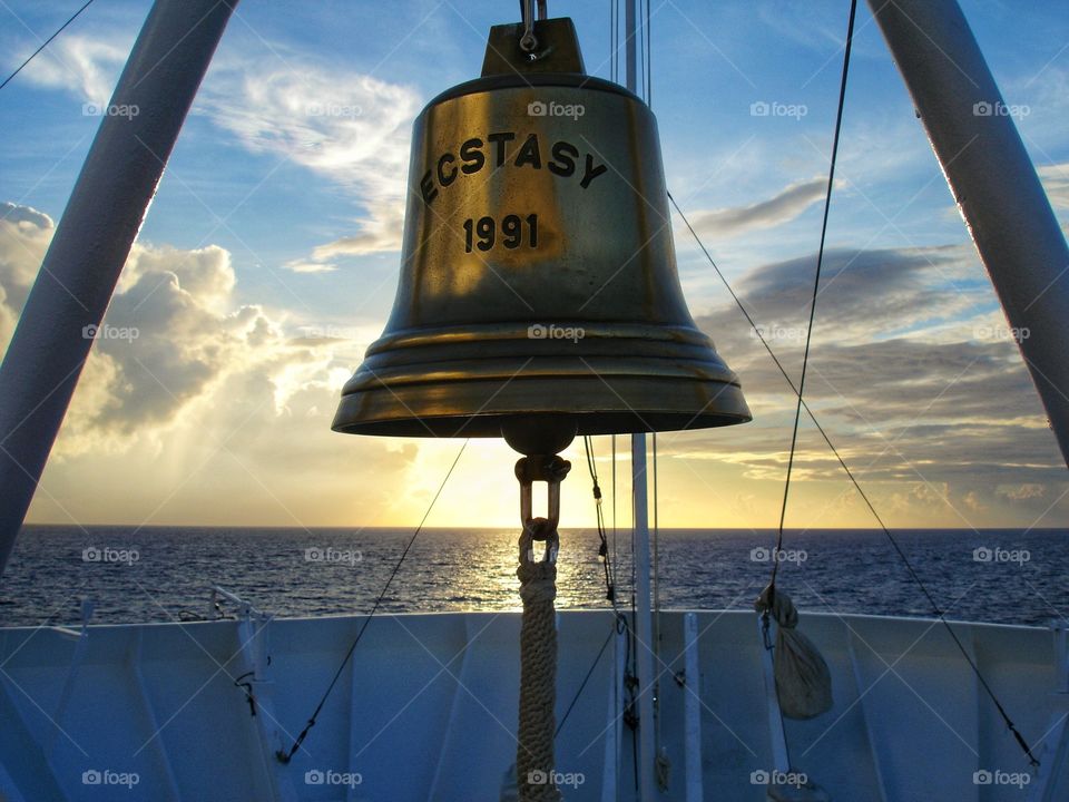 bell, ship, sunrise