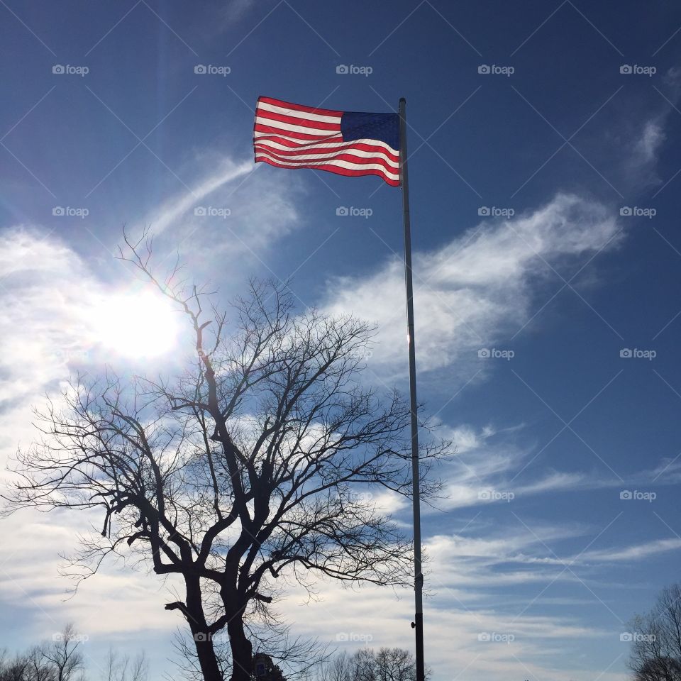 Old Glory flying high