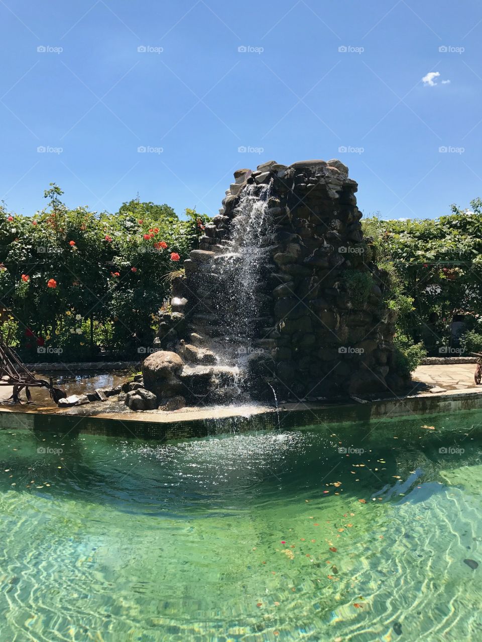 Beautiful artificial waterfall