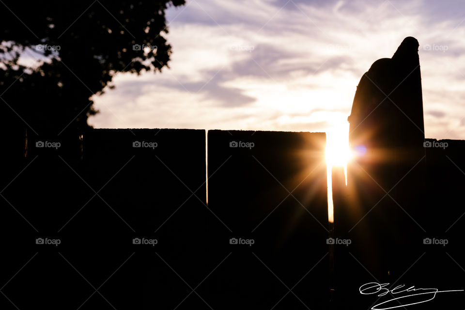 The sun through a fence