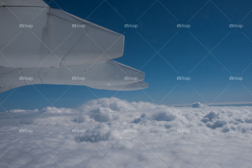 View from a airplane up in the air over Sweden traveling from Malmö to Stockholm.