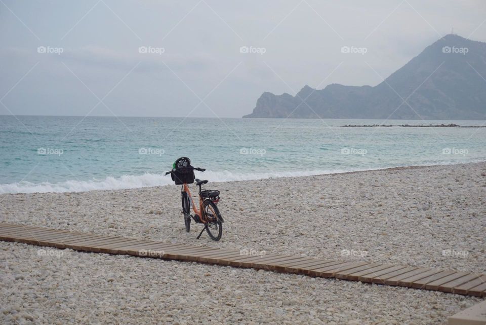 Beach#sea#mountain#bycicle