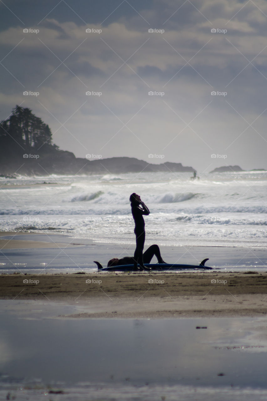 West coast beach surfing