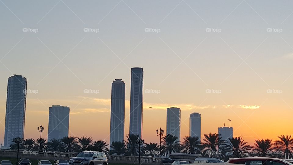 illuminated, skyscraper
