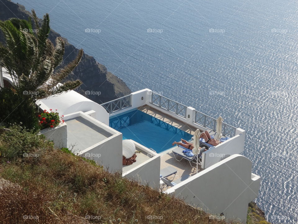 Swimming pool in Santorin