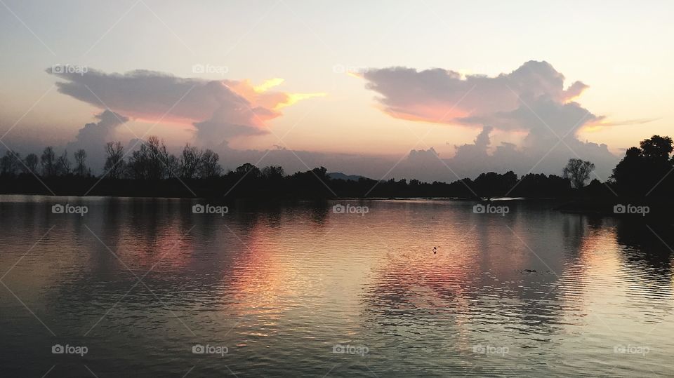 Beautiful sunset at riverside