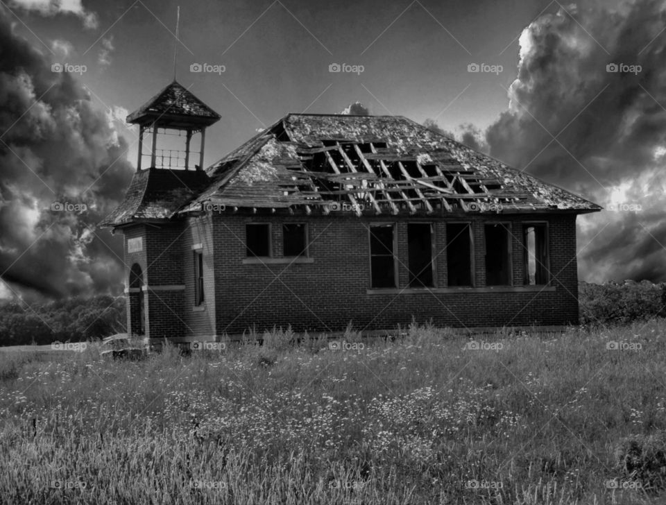 An abandoned schoolhouse.