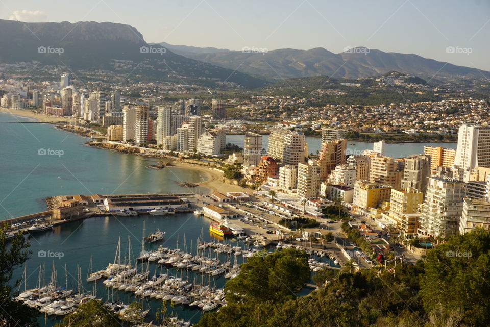 City#view#sea#lake#buildings#mountains#port