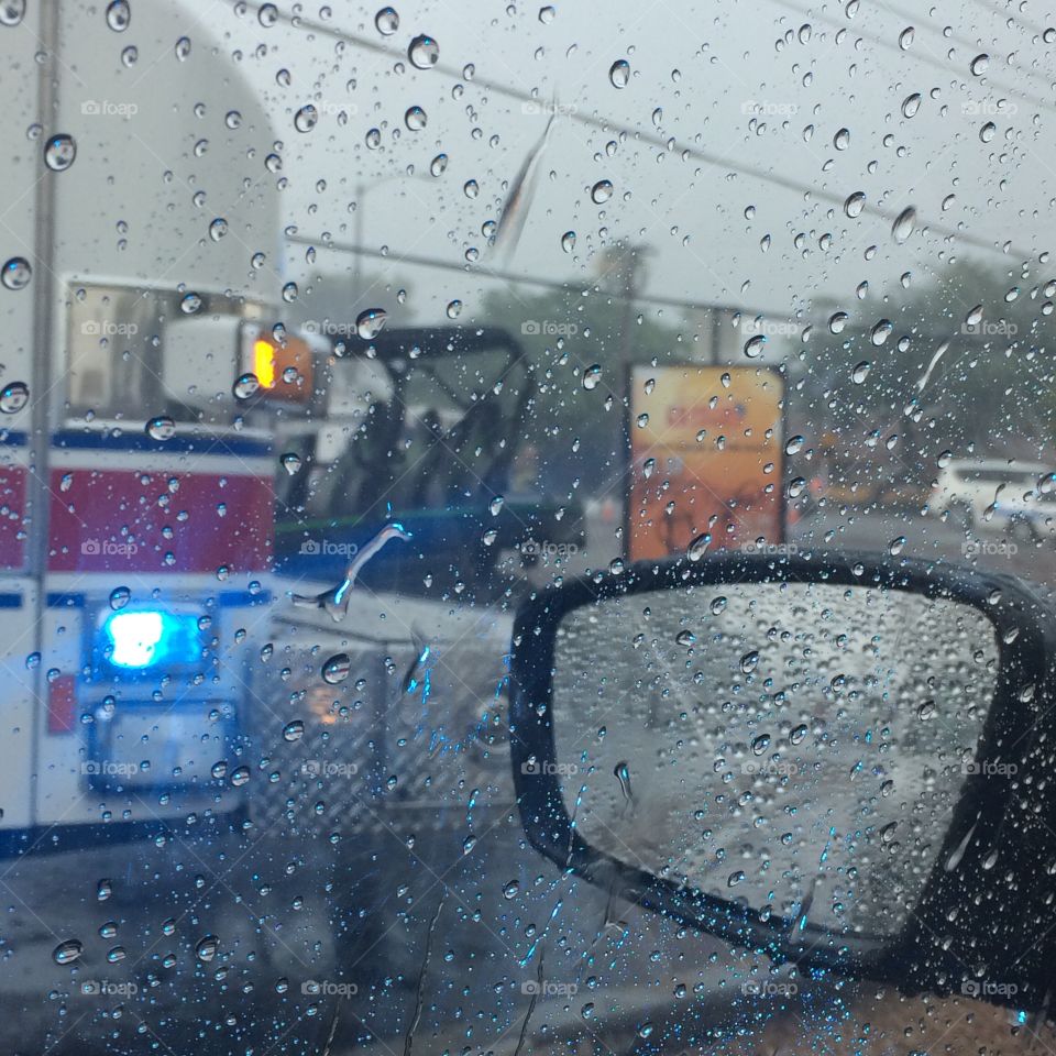 Rain and fire truck